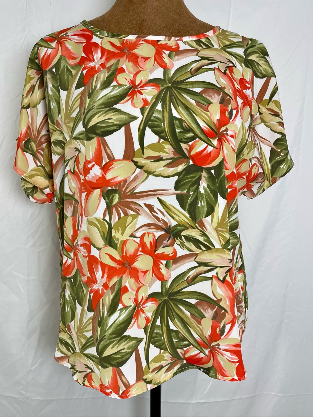 Sarah Bently Floral Tropical Print Top, Size Small, Tropical Blouse